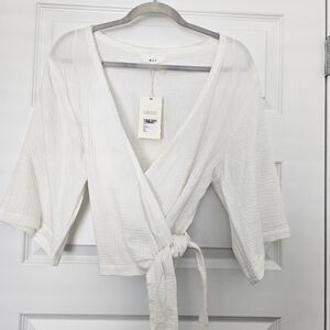 Max Studio White Wrap Top